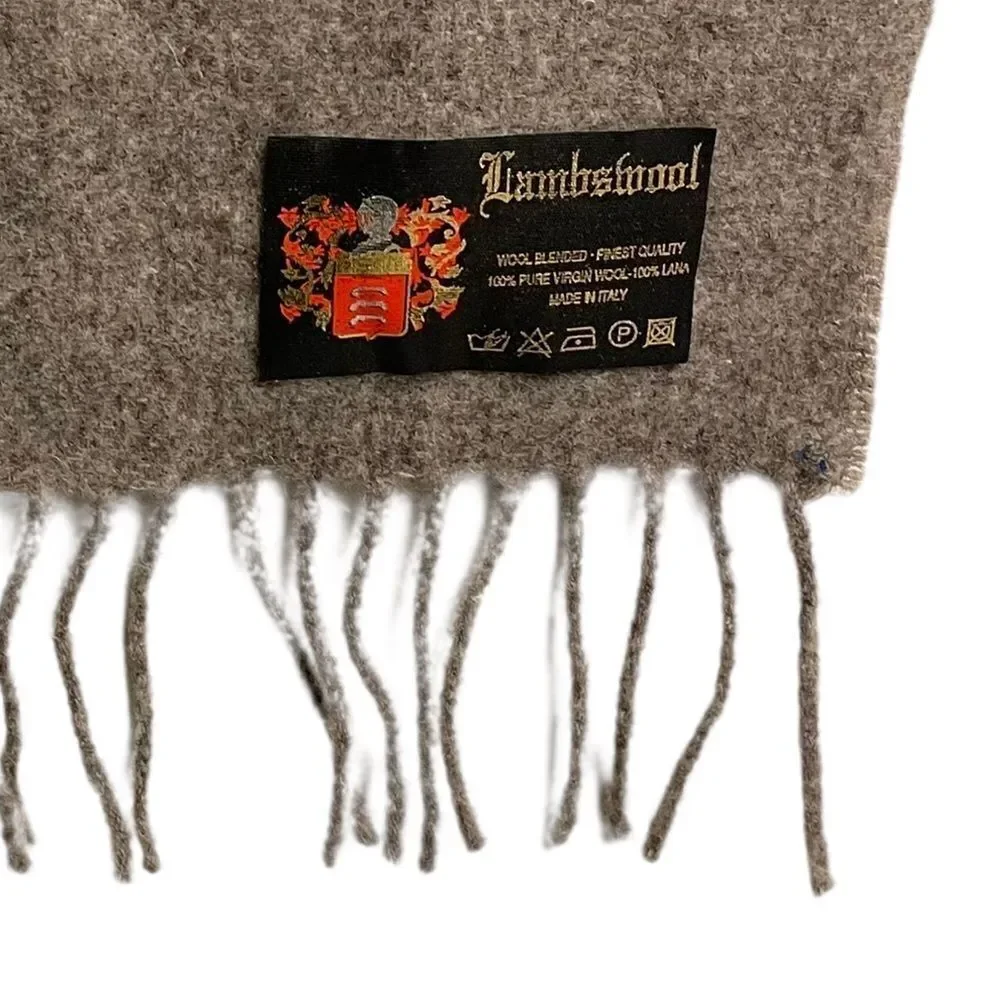 LAMBSWOOL SCARF Wool Fall Winter Made In Italy Brown One Size